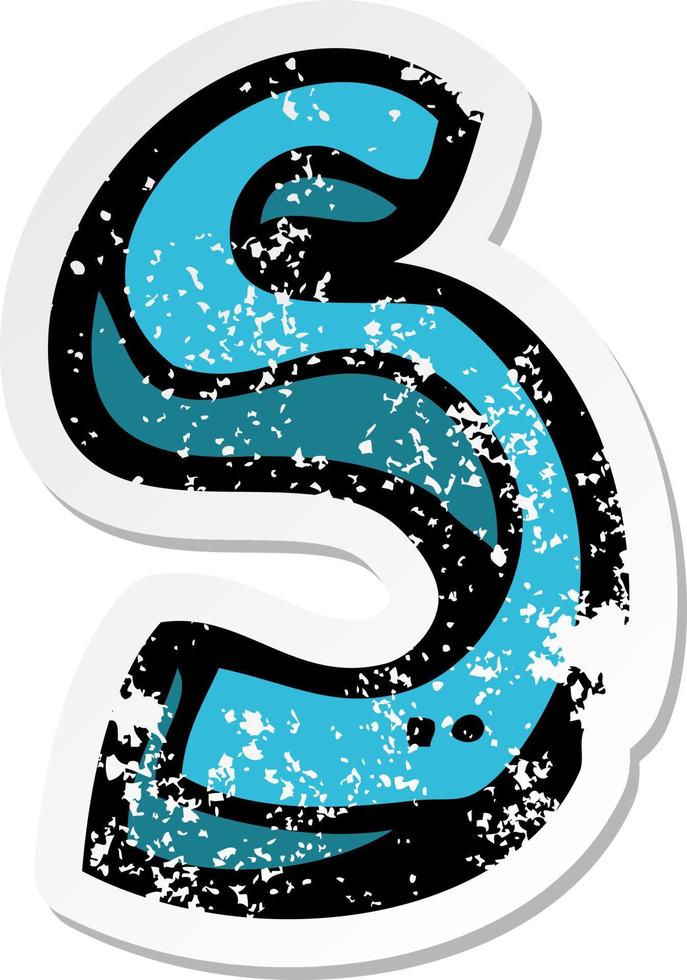 retro distressed sticker of a cartoon letter vector