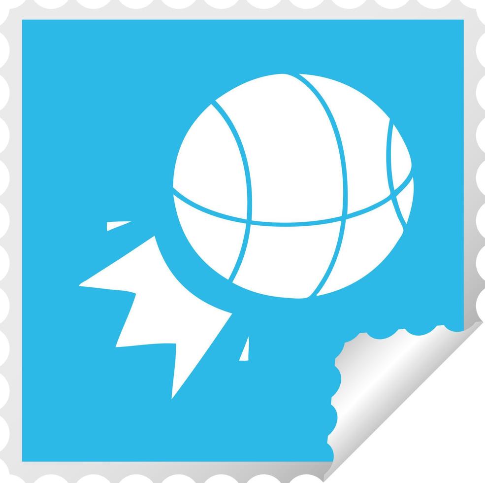 pelota de baloncesto de dibujos animados de pegatina de pelado cuadrado vector