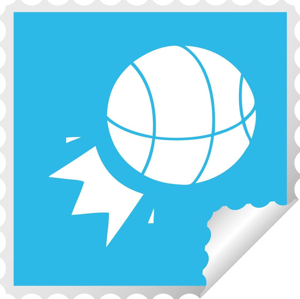square peeling sticker cartoon basket ball vector