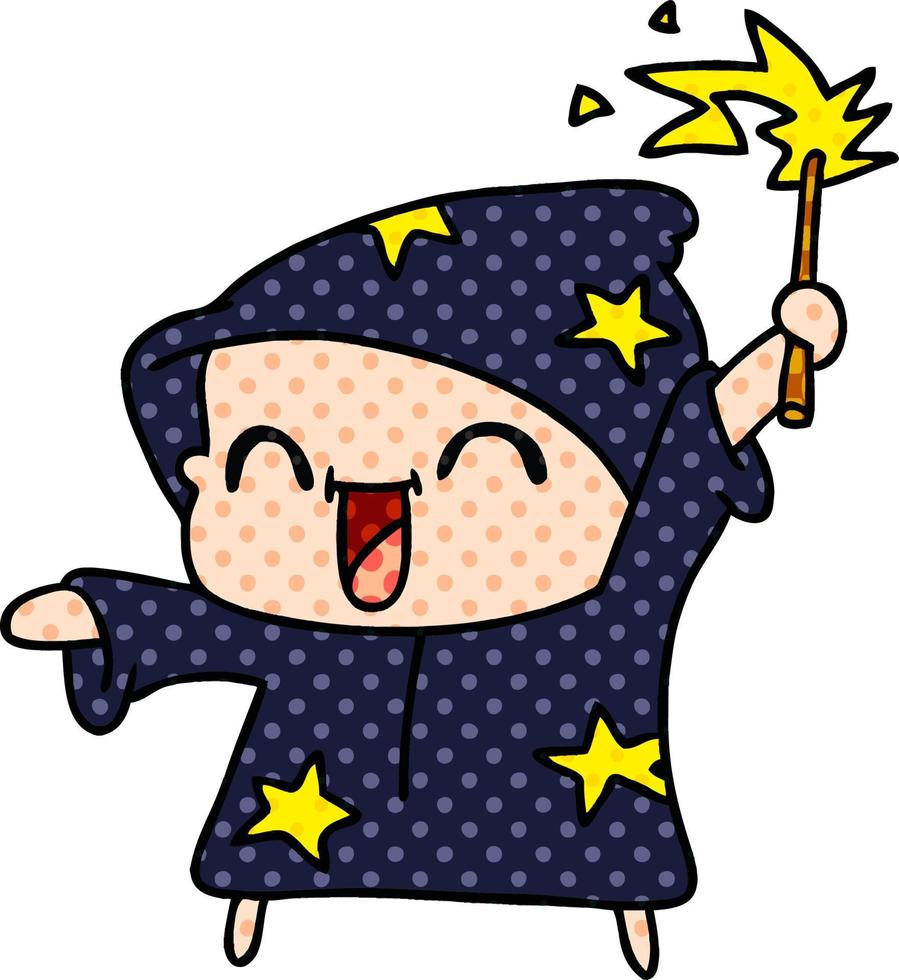 cartoon of a happy little wizard vector