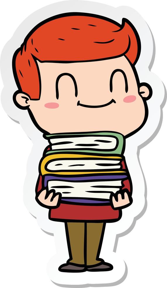 sticker of a cartoon friendly man vector