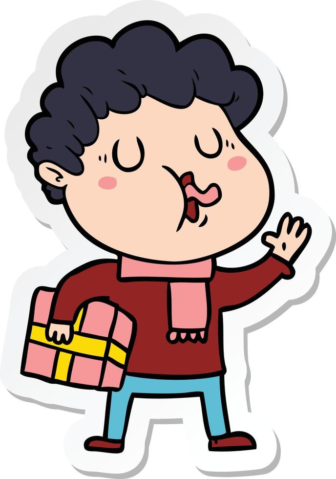 sticker of a cartoon man singing vector