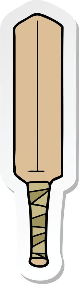 sticker of a cartoon cricket bat vector