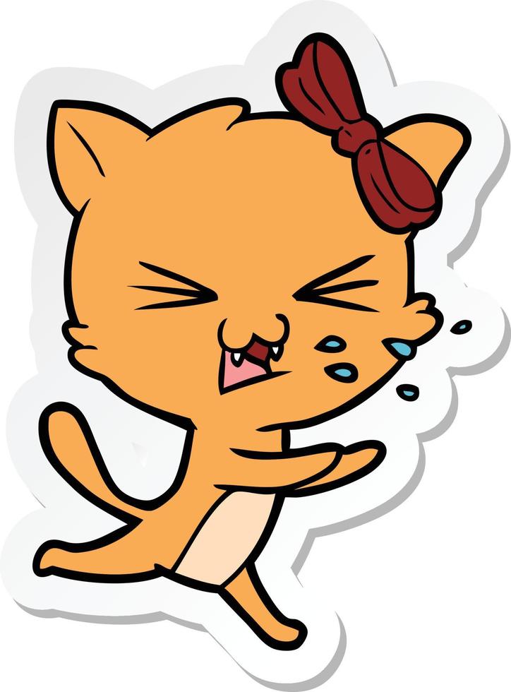 sticker of a cartoon cat vector