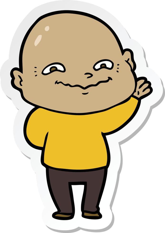sticker of a cartoon creepy guy vector