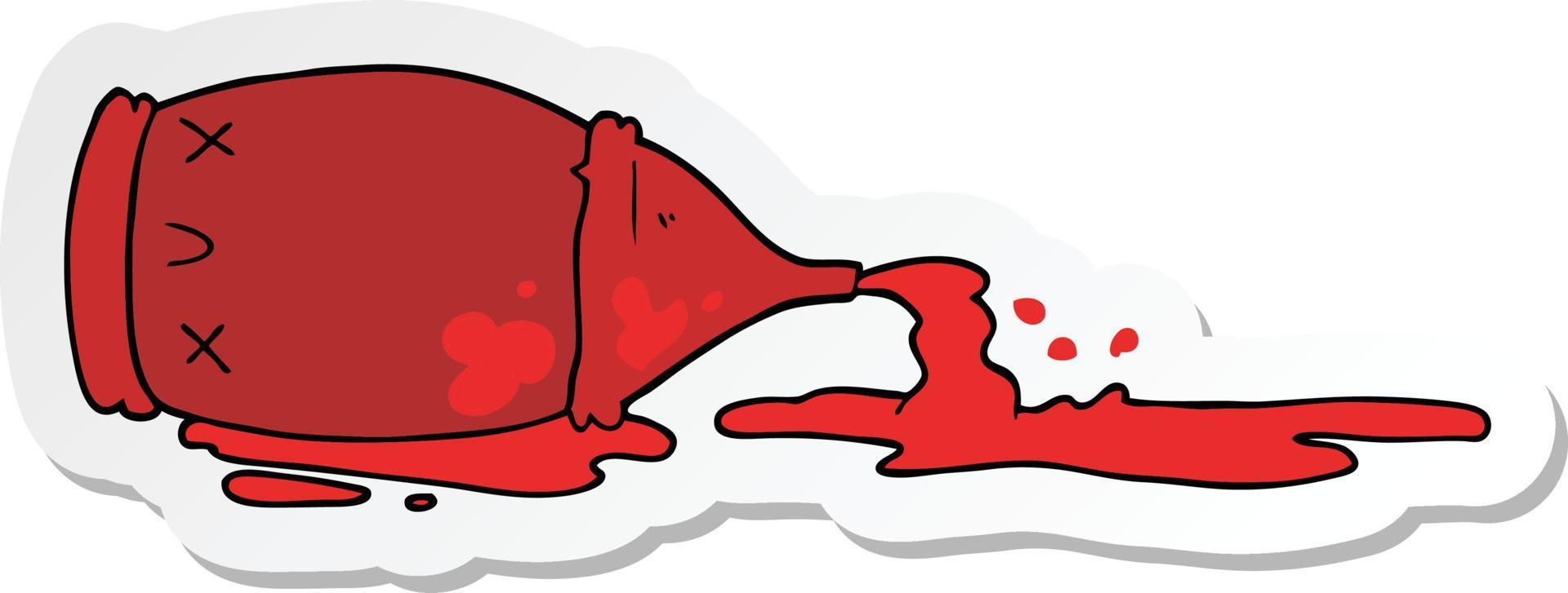 sticker of a cartoon spilled bottle vector