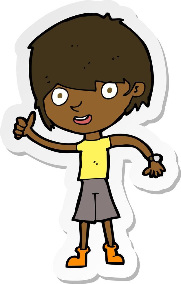 sticker of a cartoon boy with positive attitude vector