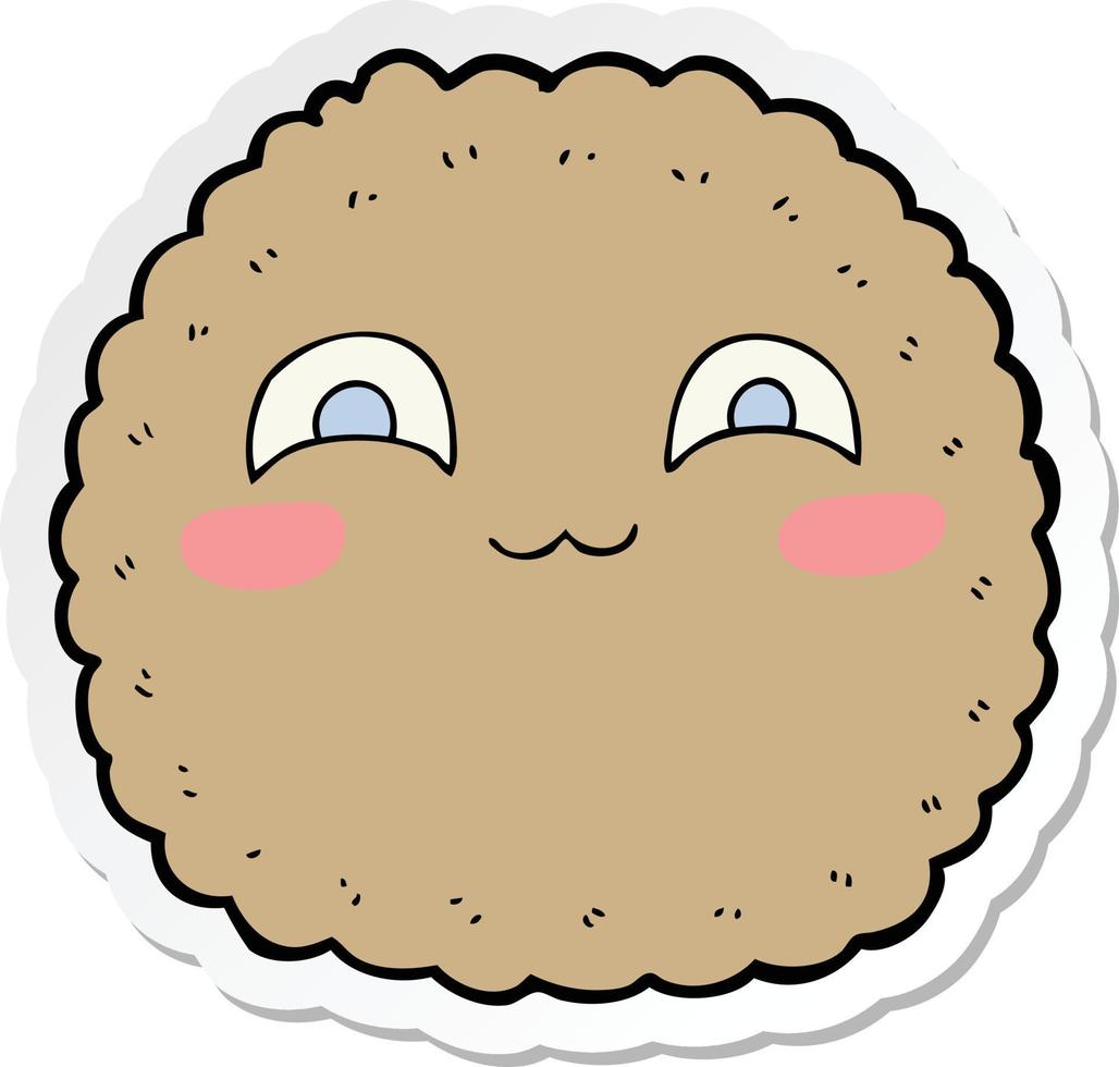 sticker of a cartoon biscuit vector