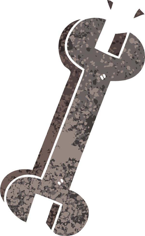 quirky retro illustration style cartoon spanner vector