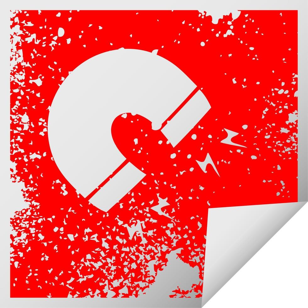 distressed square peeling sticker symbol magnet vector