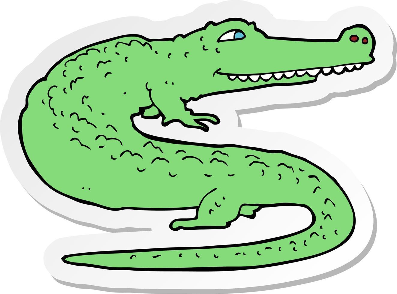 sticker of a cartoon crocodile vector