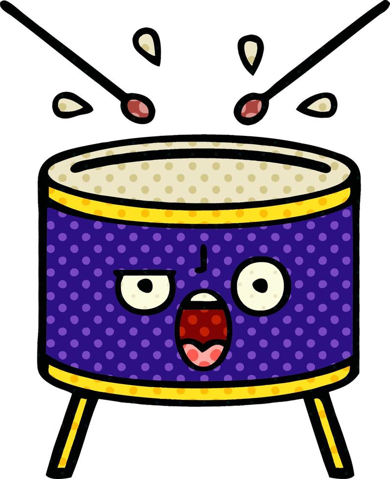 comic book style cartoon drum vector