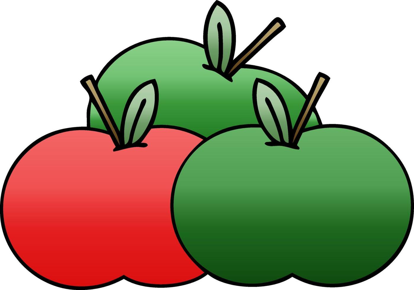 gradient shaded cartoon apples vector