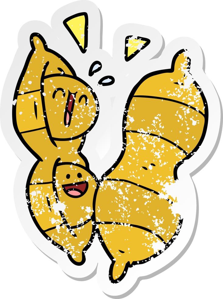 distressed sticker of a cartoon peanuts vector