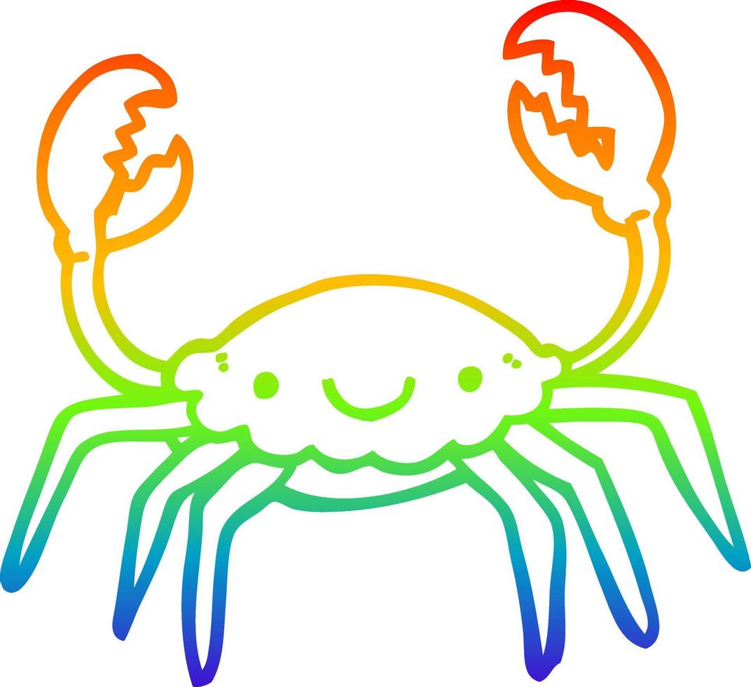 rainbow gradient line drawing cartoon crab vector