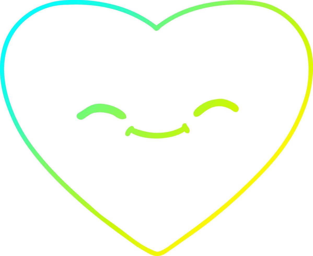 cold gradient line drawing cartoon happy love heart vector