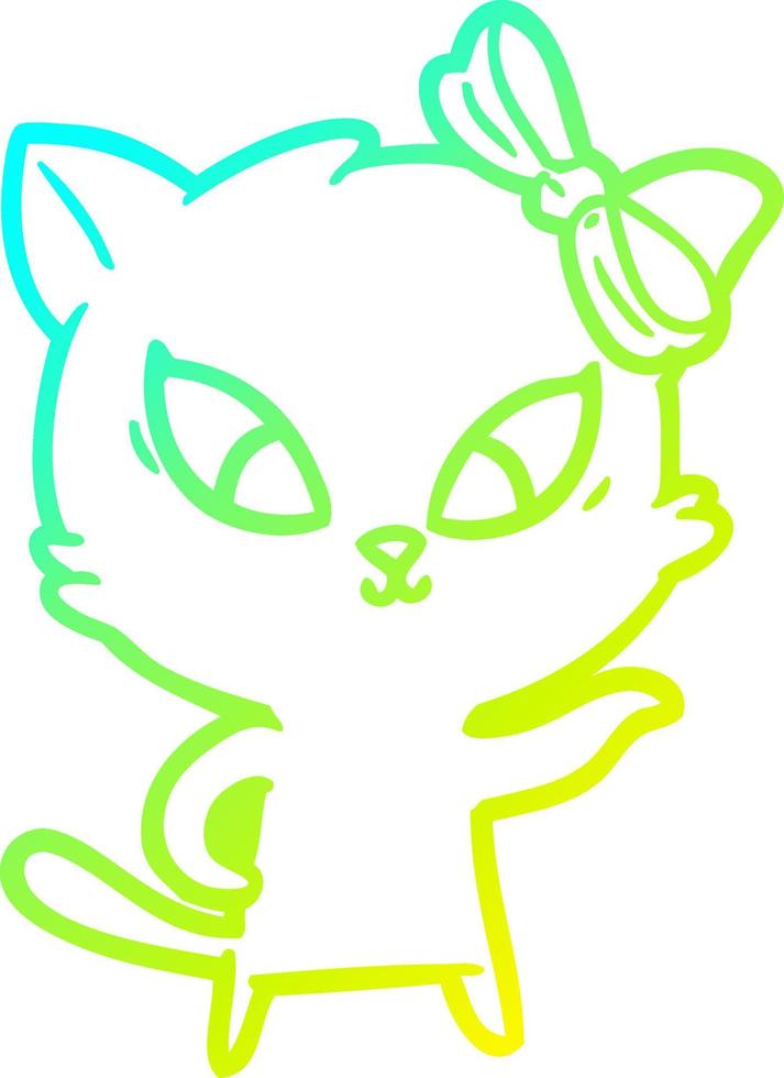 cold gradient line drawing cartoon cat vector