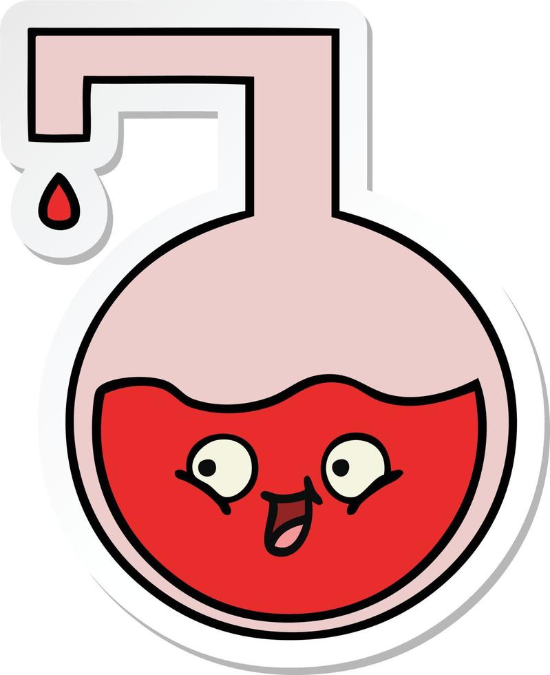 sticker of a cute cartoon science experiment vector