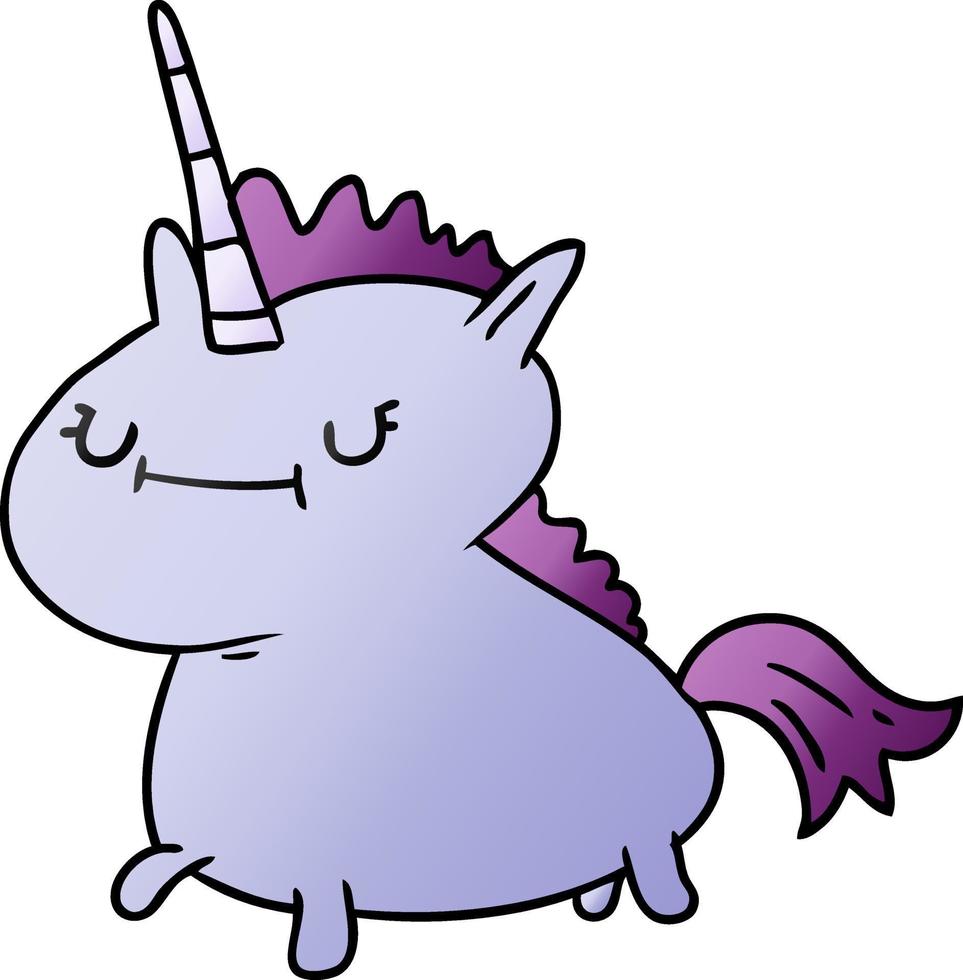 gradient cartoon doodle of a magical unicorn vector