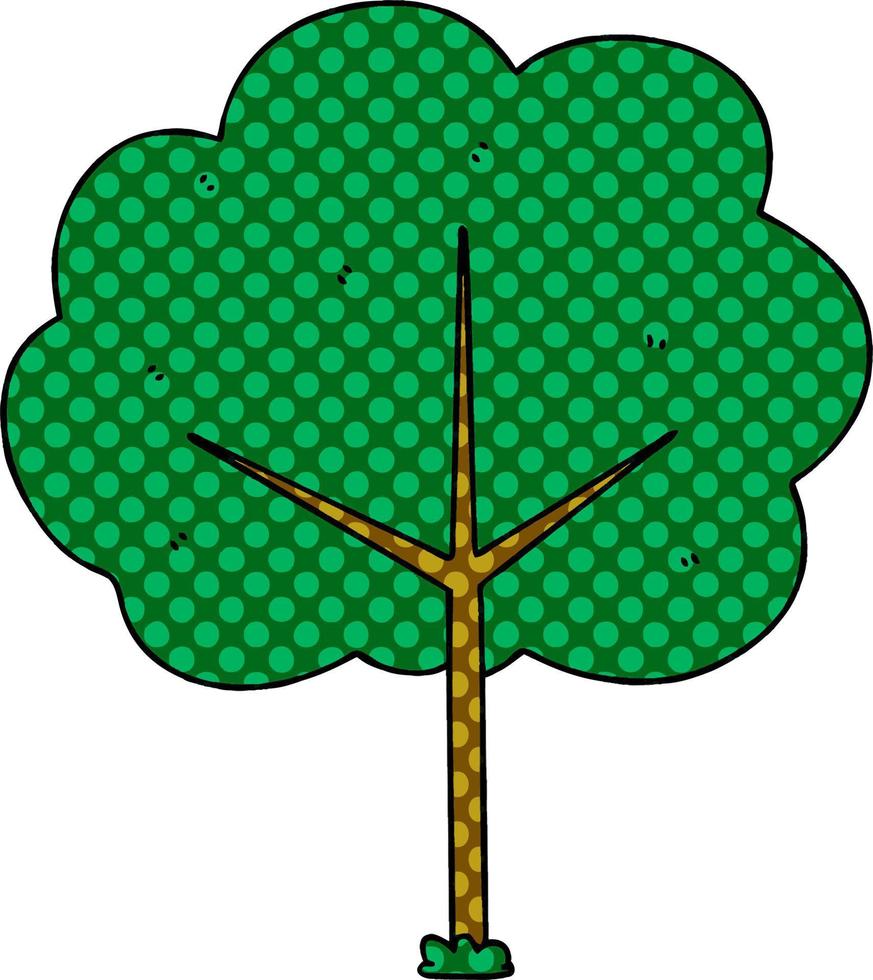 peculiar árbol de dibujos animados de estilo cómic vector