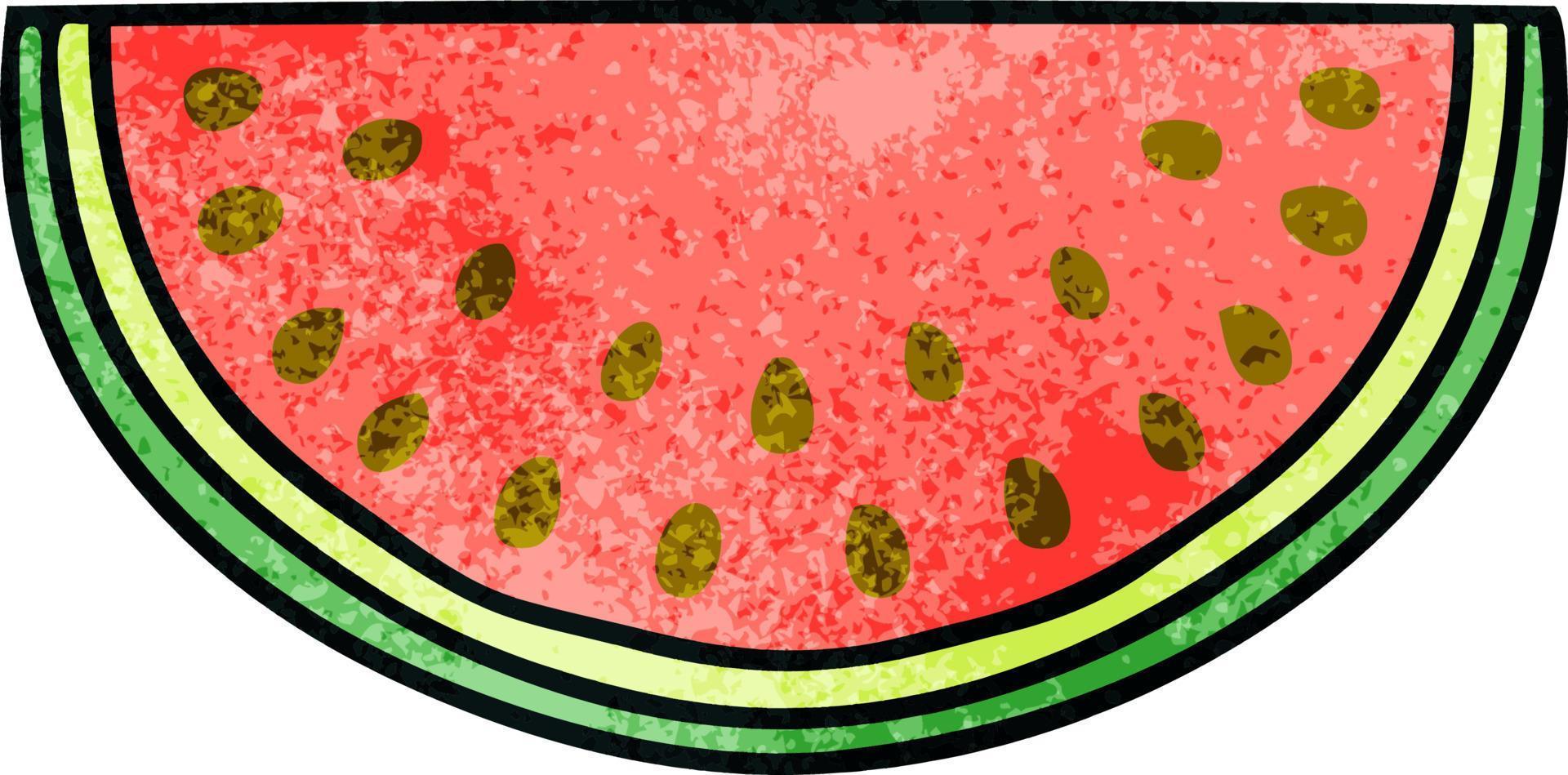 quirky hand drawn cartoon watermelon vector