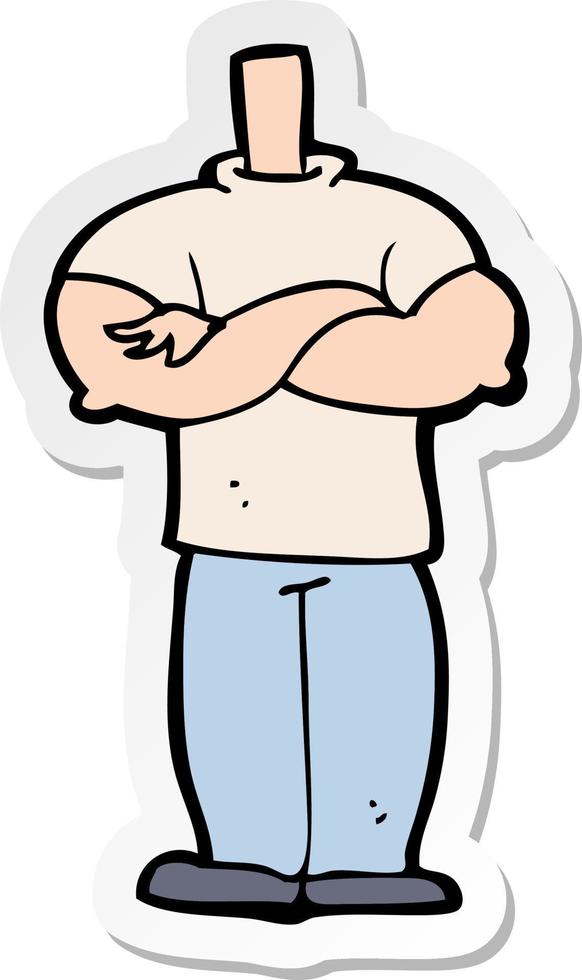 sticker of a cartoon body with folded arms vector