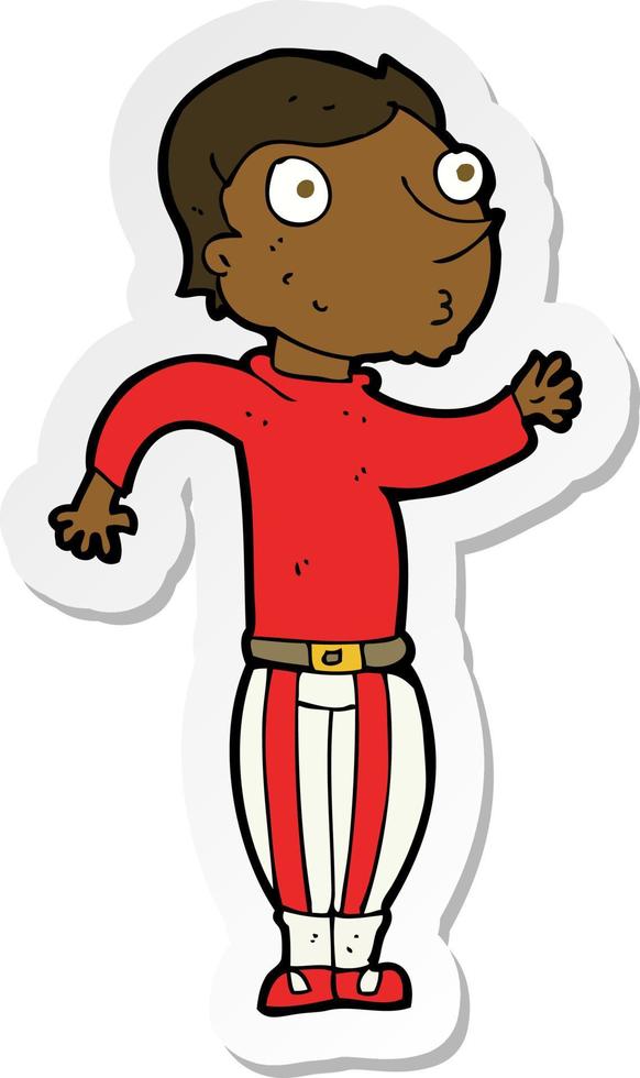 sticker of a cartoon man in loud clothes vector