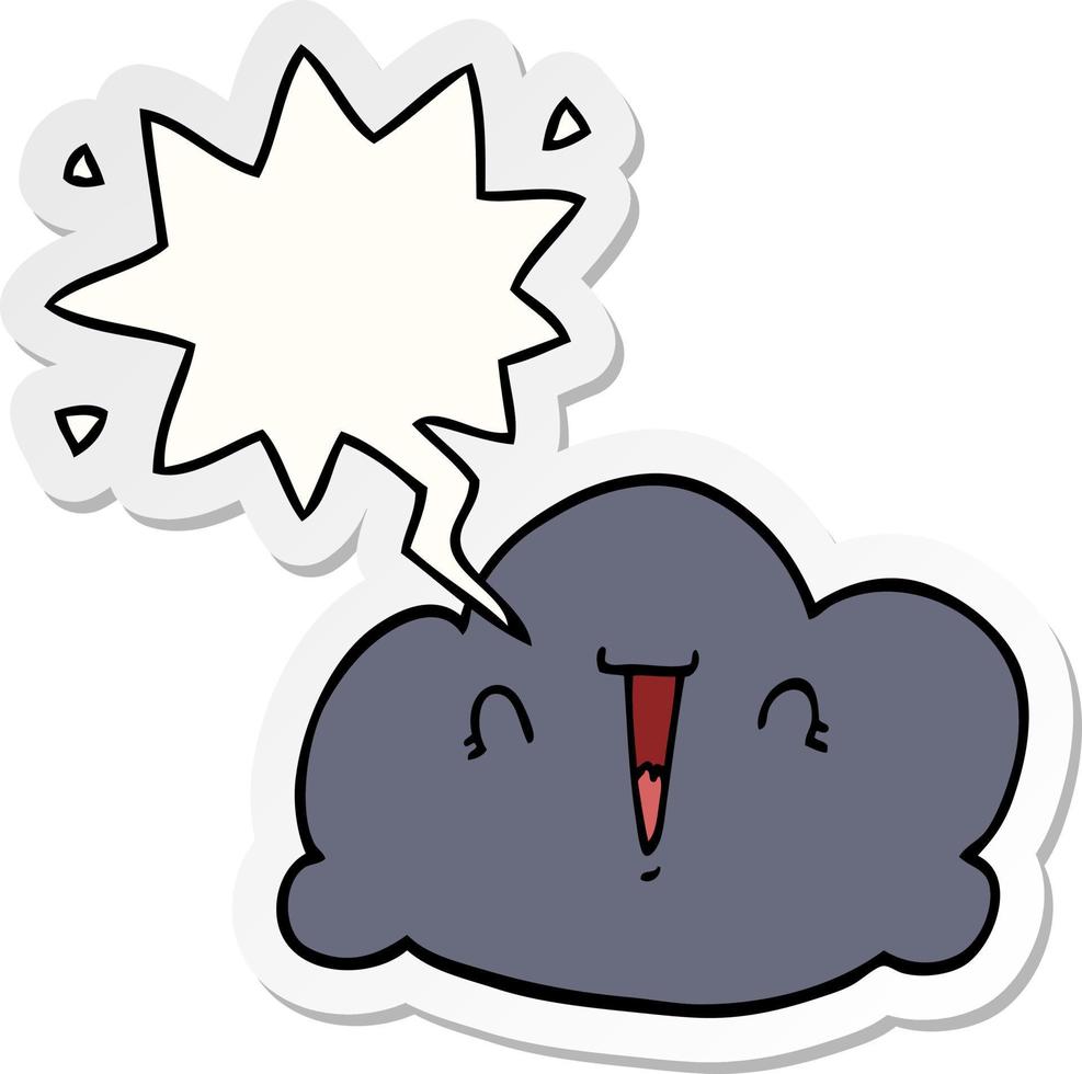 cartoon cloud and speech bubble sticker vector