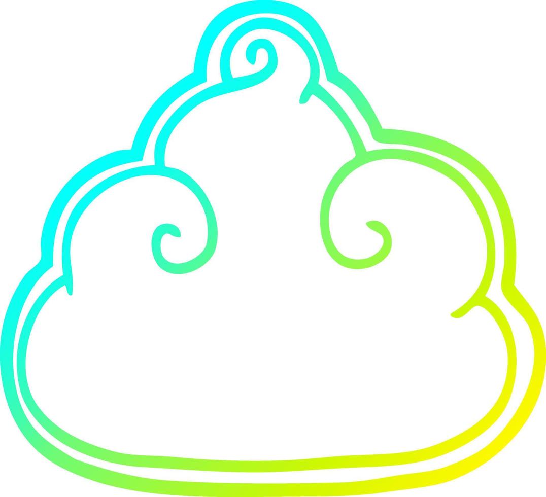 cold gradient line drawing cartoon cloud symbol vector