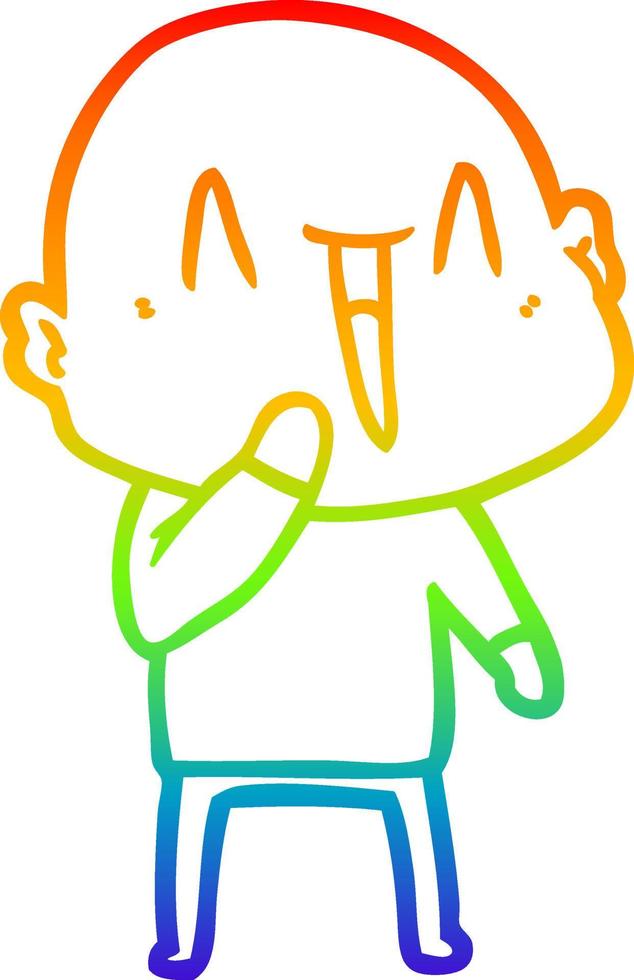 rainbow gradient line drawing happy cartoon bald man vector