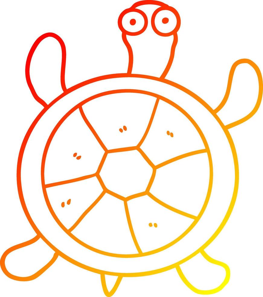 warm gradient line drawing cartoon turtle vector