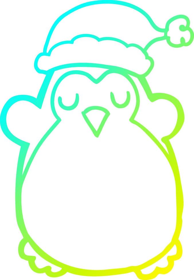 cold gradient line drawing cute christmas penguin vector