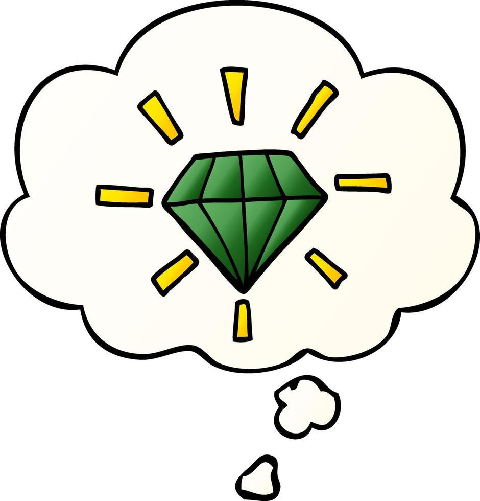 cartoon tattoo diamond and thought bubble in smooth gradient style vector