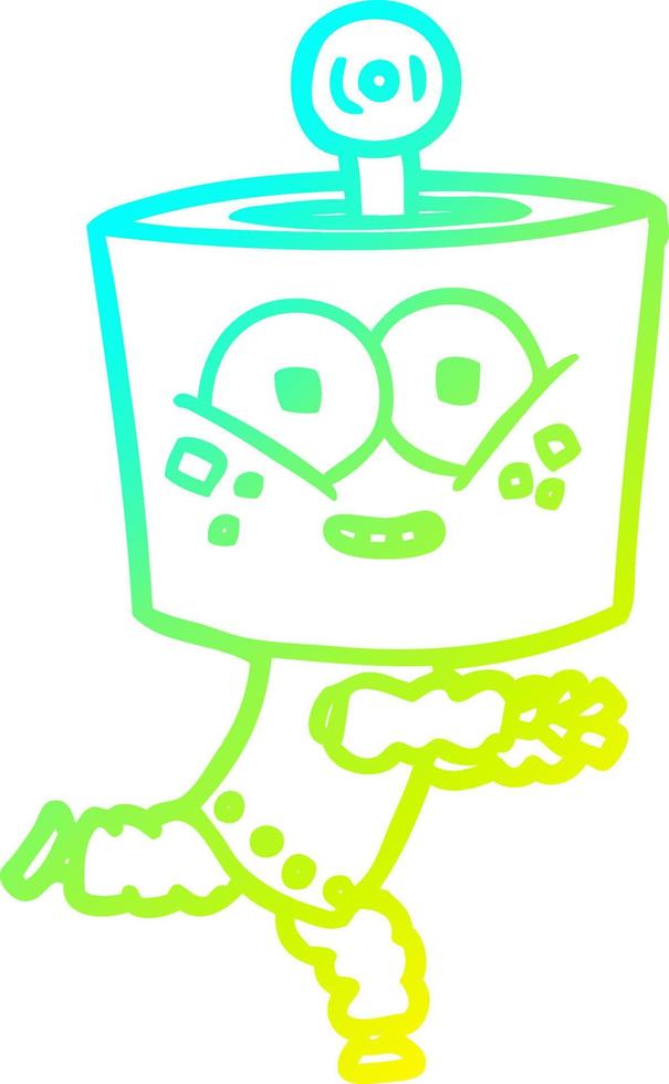 cold gradient line drawing happy cartoon robot vector