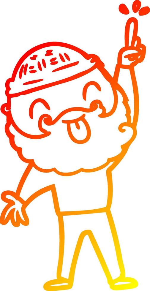 warm gradient line drawing man with beard sticking out tongue vector