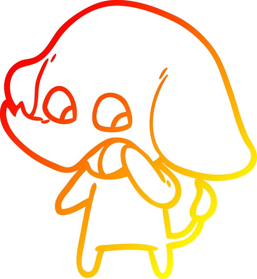 warm gradient line drawing cute cartoon elephant vector