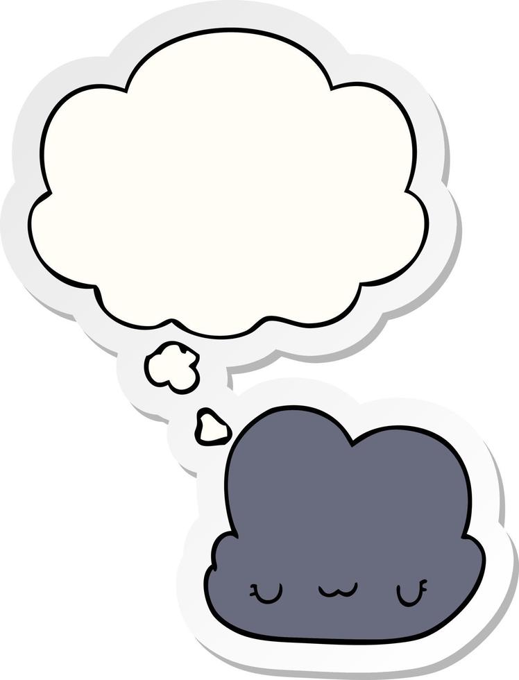 cute cartoon cloud and thought bubble as a printed sticker vector