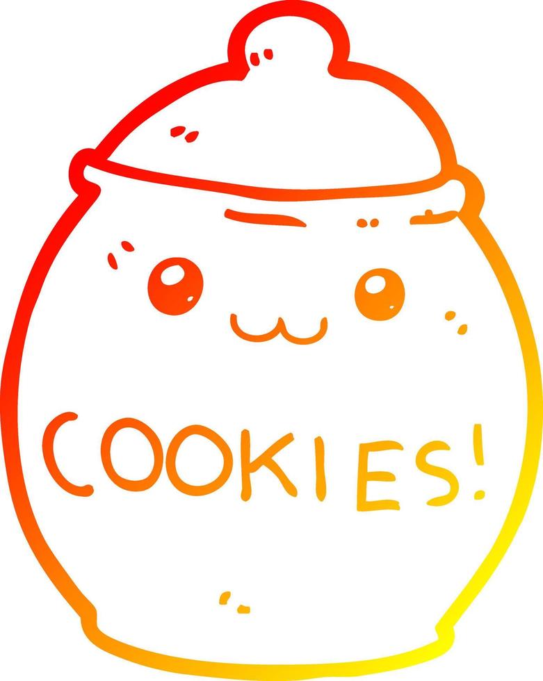 warm gradient line drawing cartoon cookie jar vector