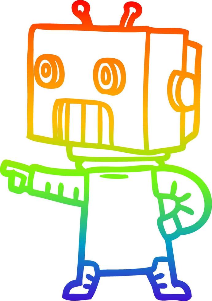 rainbow gradient line drawing cartoon robot vector