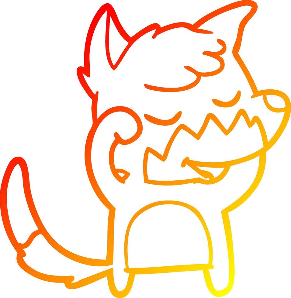 warm gradient line drawing friendly cartoon fox waking up vector