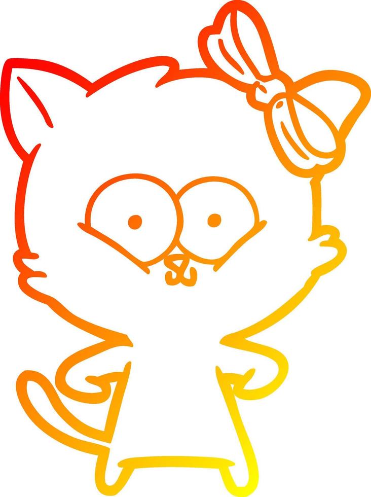 warm gradient line drawing cartoon cat vector