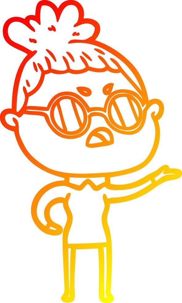 warm gradient line drawing cartoon annoyed woman vector