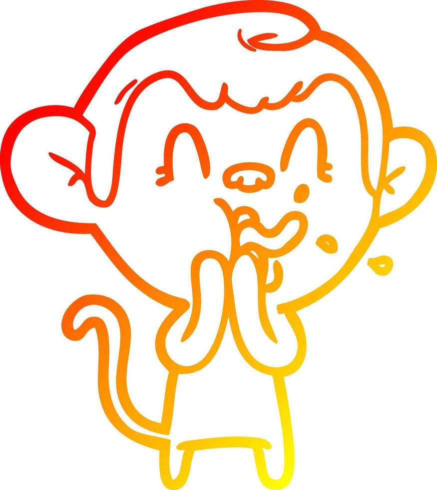 warm gradient line drawing crazy cartoon monkey vector