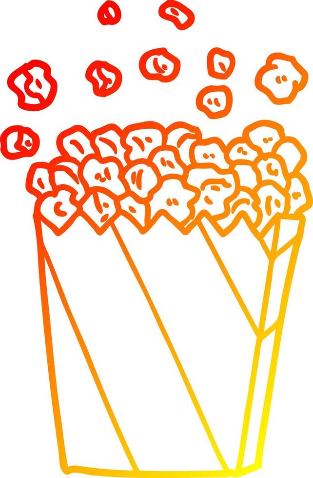 warm gradient line drawing cartoon cinema popcorn vector