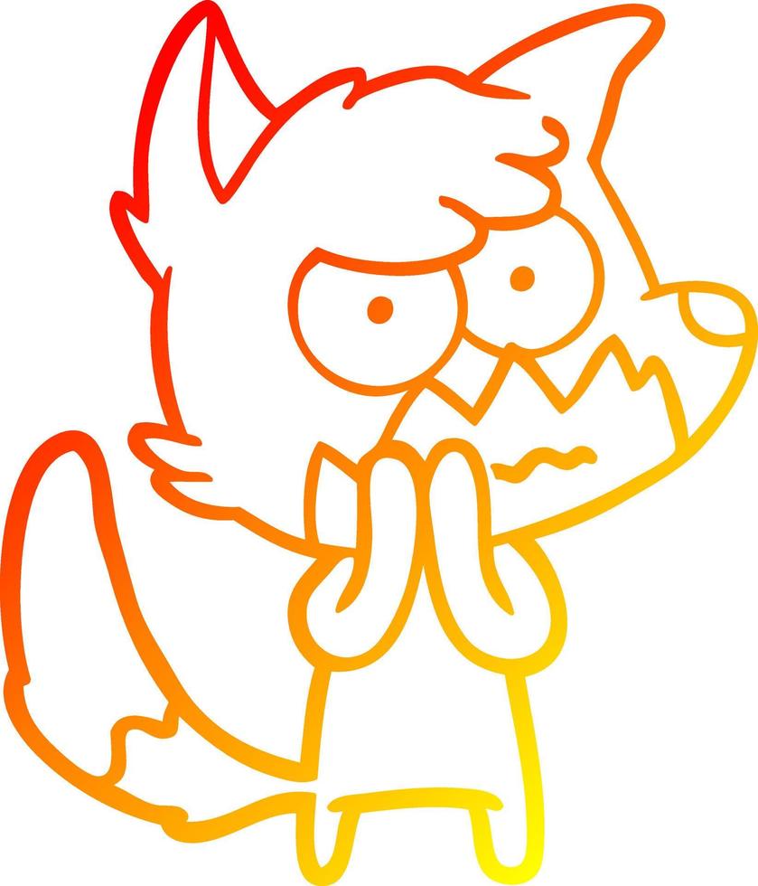 warm gradient line drawing cartoon annoyed fox vector