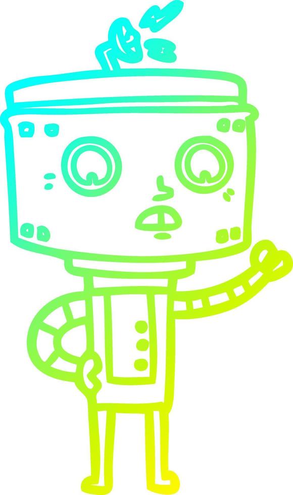 cold gradient line drawing cartoon robot vector