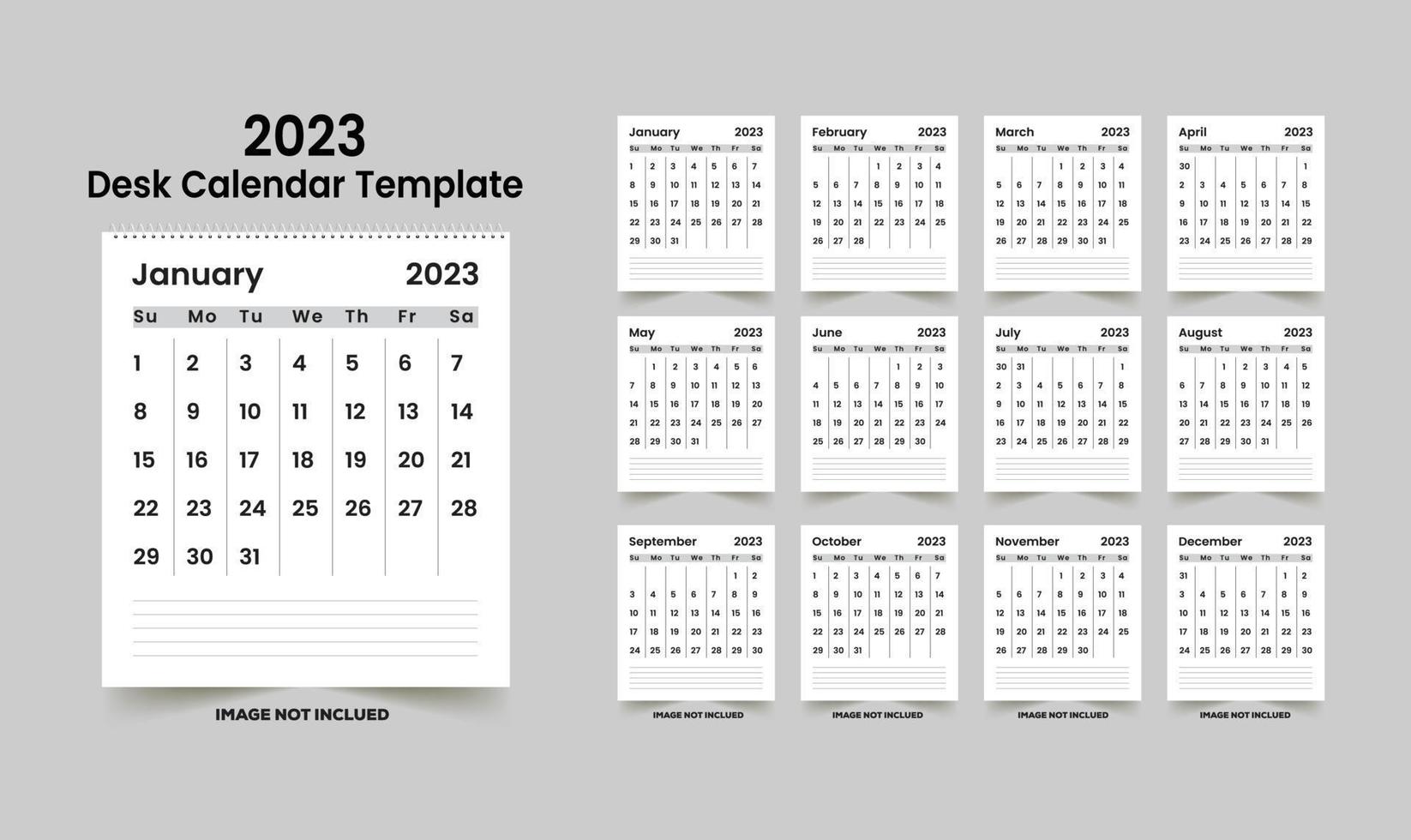 Modern design 2023 desk calendar template vector