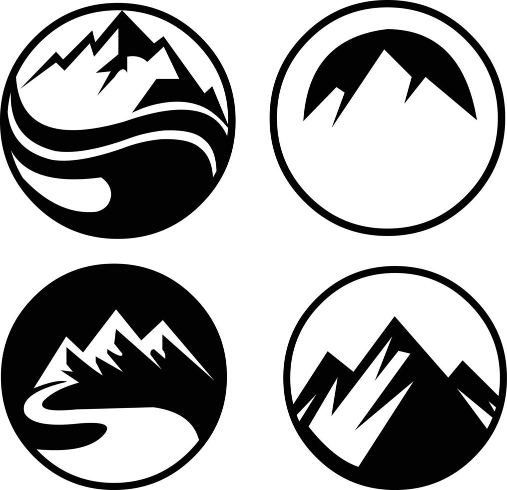 four mountain icons or logos that can be used as needed vector
