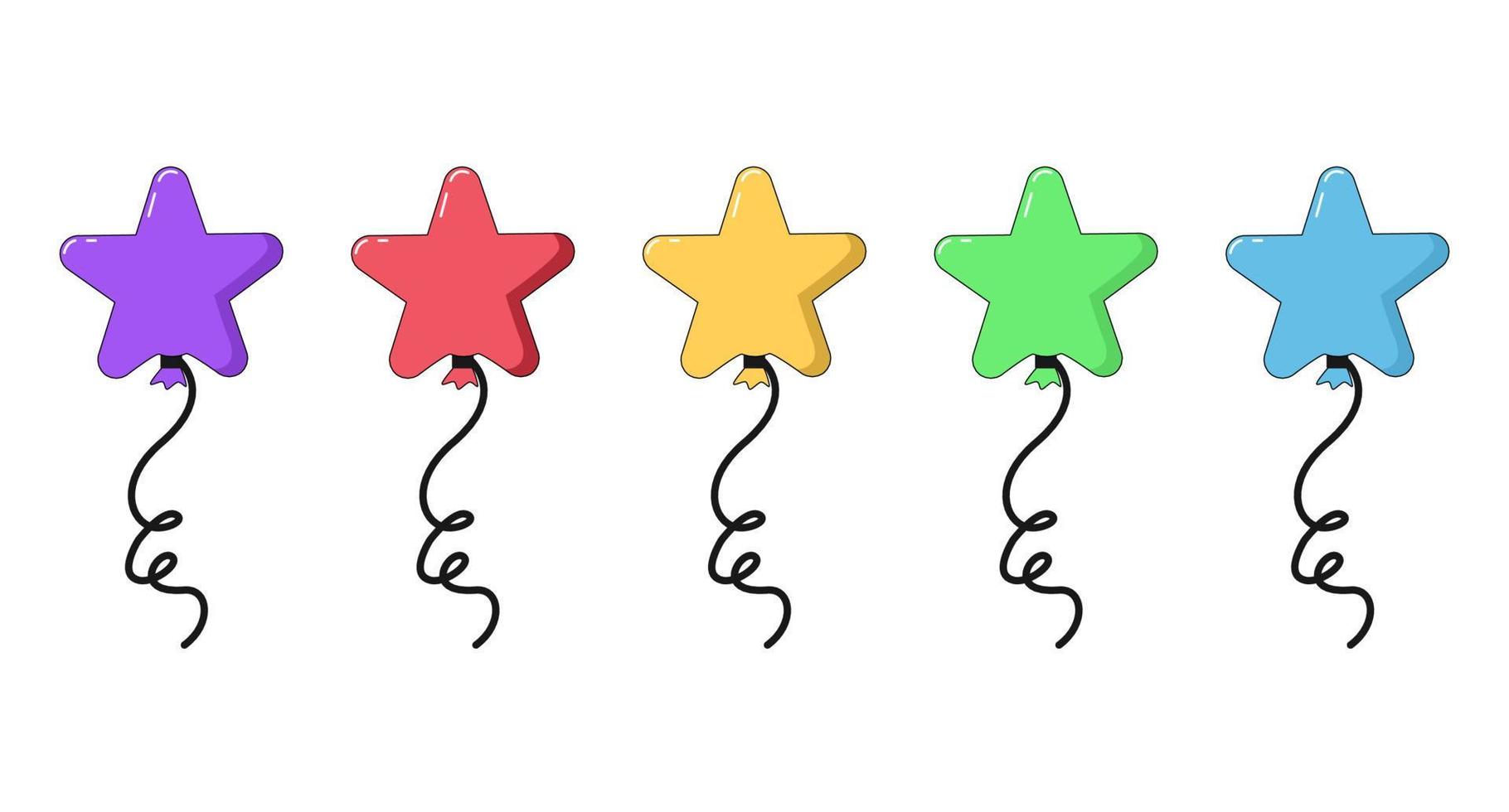 Colored star balloons in flat style set. isolated set on white background - stock vector. vector