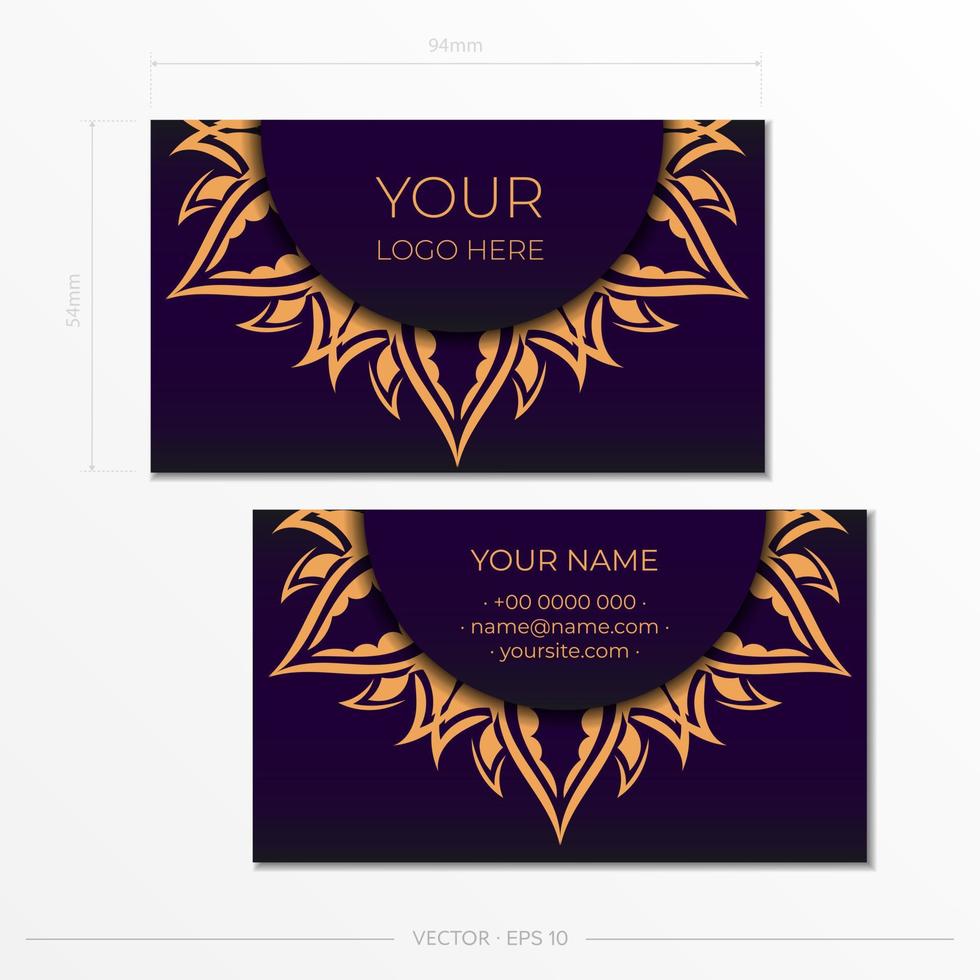 Purple luxury Business cards. Decorative business card ornaments, oriental pattern, illustration. vector